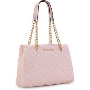 Montana West Women A-Pink PU Leather Quilted Chain Shoulder Strap Purse
